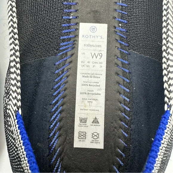 Rothy's Retired The Flat in Black/White Birdseye Print Size 9 - Picture 7 of 10